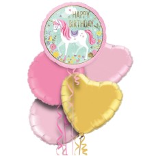 Unicorn Happy Birthday Foil Balloon Bouquet